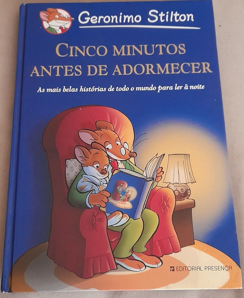 Livro do geronimo Stilton "Cinco minutos antes de adormecer"