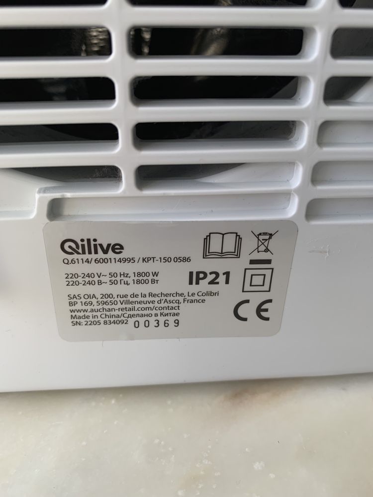 Aquecedor WC Qilive 1800w apenas 3 meses de uso