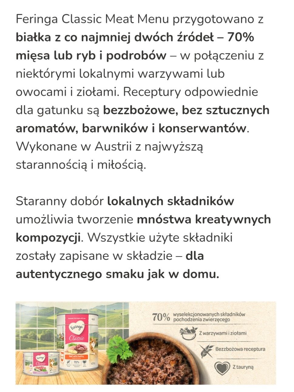24x400g Feringa Classic INDYK ŁOSOŚ dla kota 
Wysokiej jakości karma m
