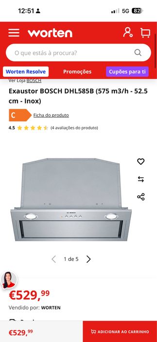 Exaustor BOSCH DHL585B (575 m3/h - 52.5 cm - Inox)