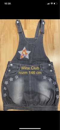 Winx Club rozm 146 cm dżinsowa jeansowa sukienka ogrodniczka szara