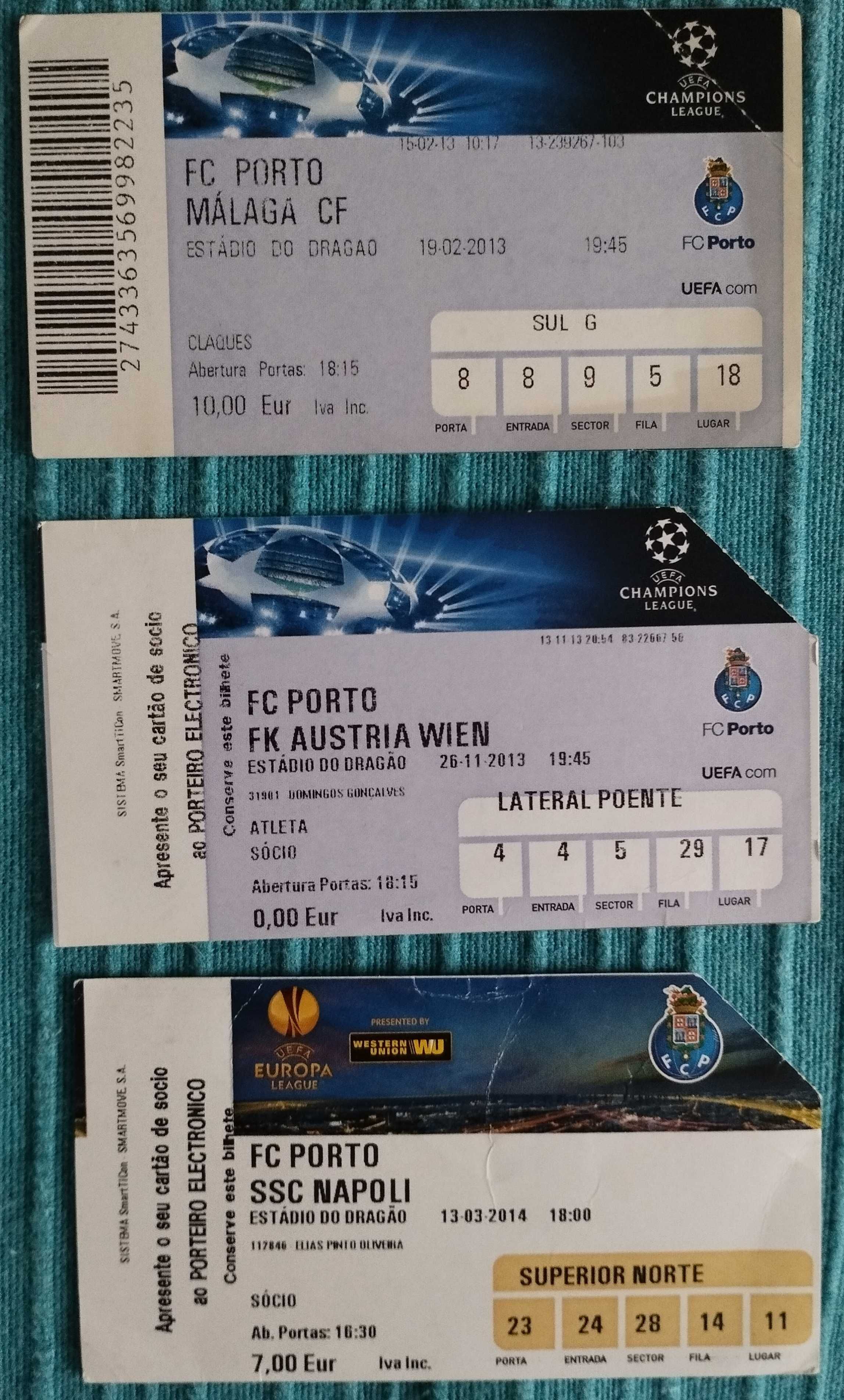 24 Bilhetes de Jogos Europeus do FC Porto