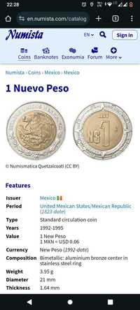 Kolekcjonerska moneta Pesos Mexykanskie
