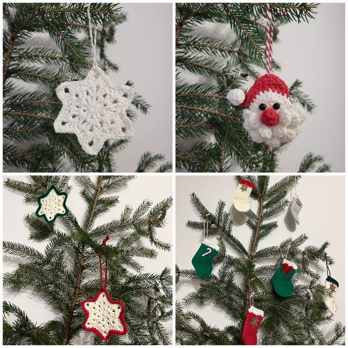 Szydełkowe ozdoby świąteczne gwiazdki, bombki, Boże Narodzenie