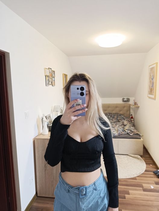 Bluzka Crop top elegancka sexy dekolt kobieca zara XS wzór