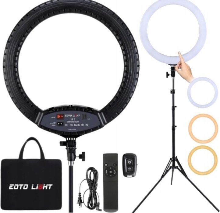 Lampa Pierscieniowa LED ze Statywem EO_TO LIGHT19" z Panelem Dotykowym
