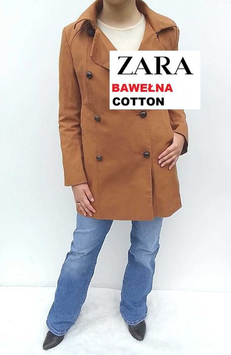Zara płaszcz jesienny trencz 1005 bawełna cotton S M