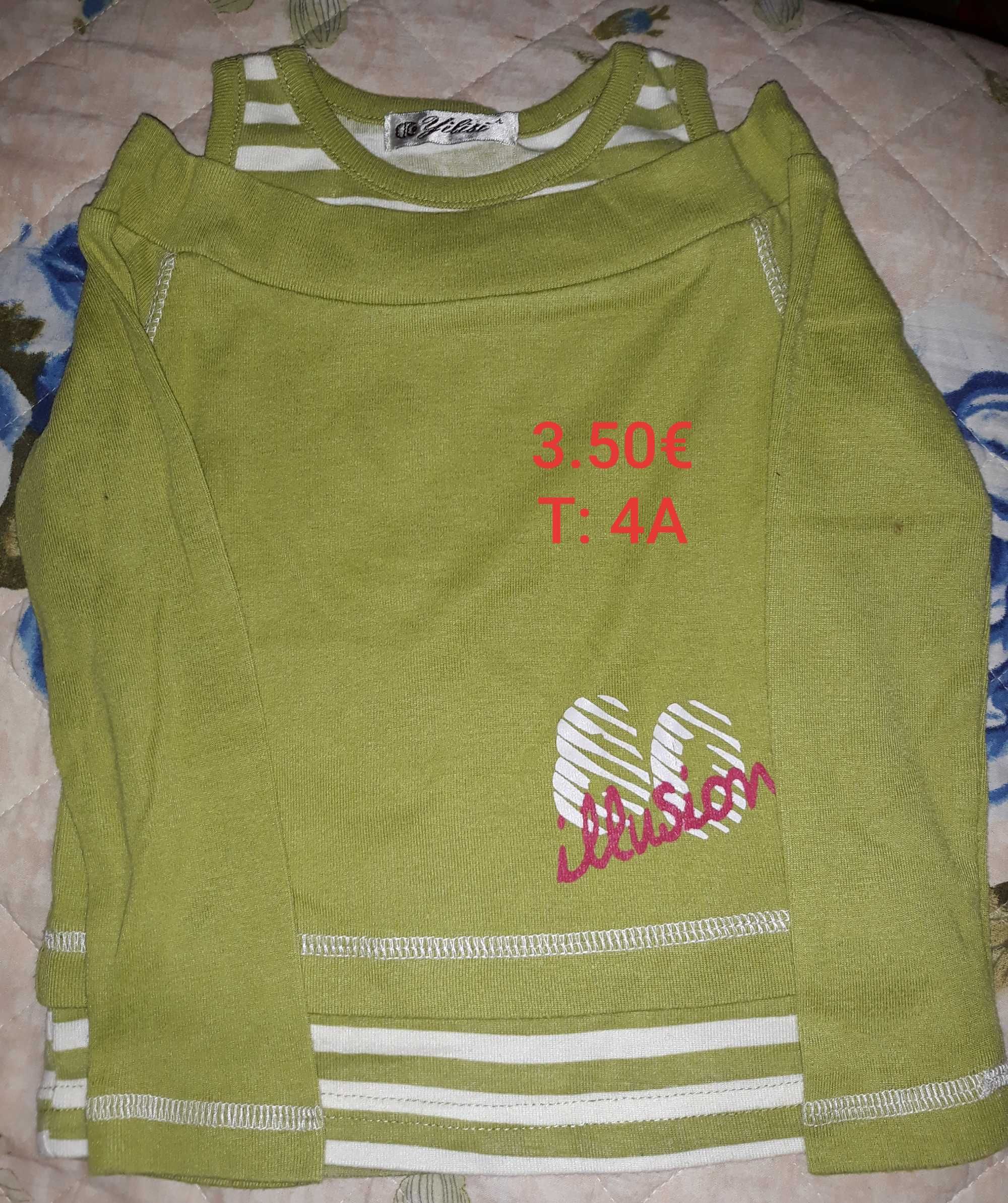 Roupa de menina, tamanho 3 a 4 anos.