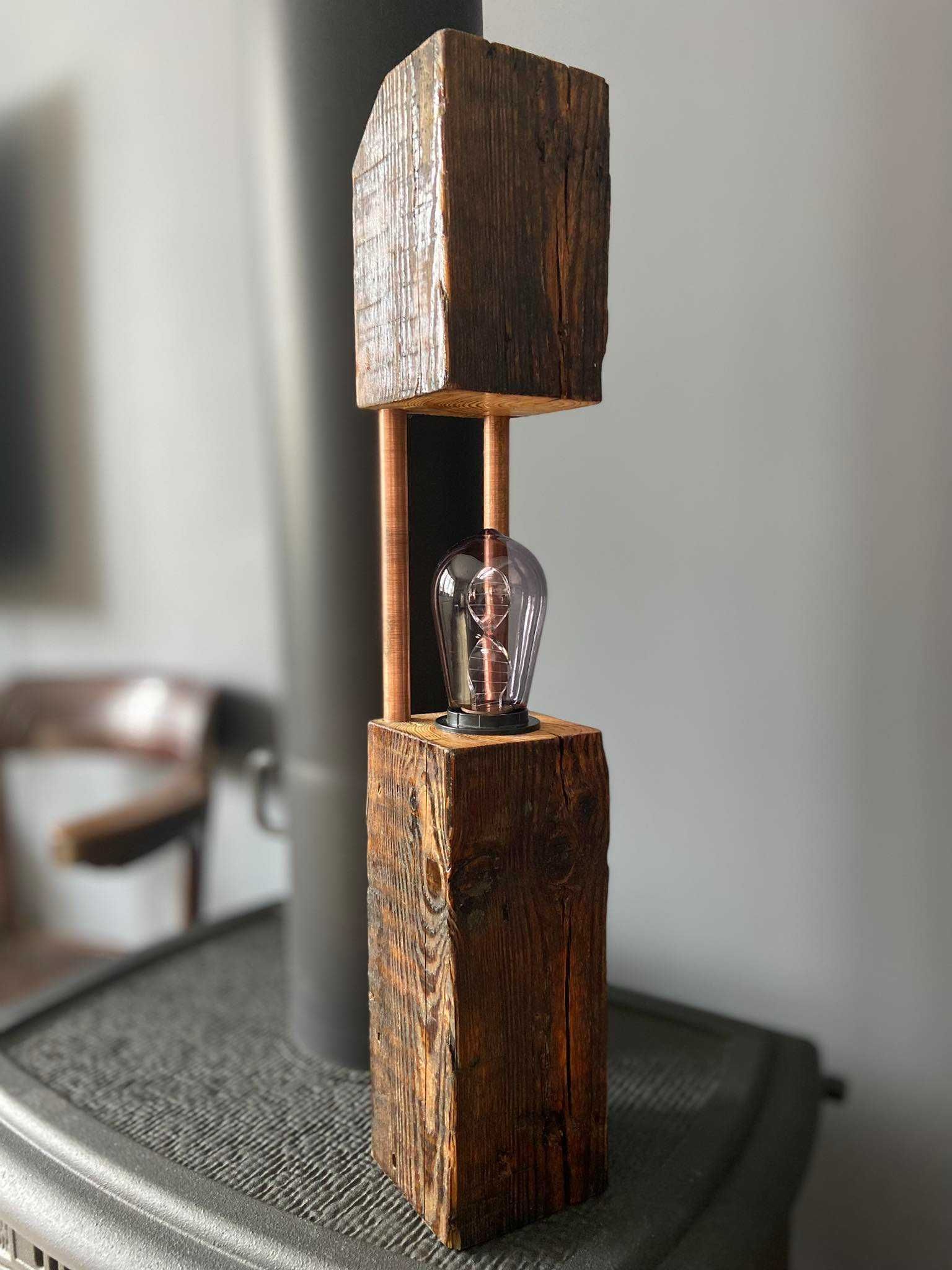 Handmade Rustic Wood Lamp