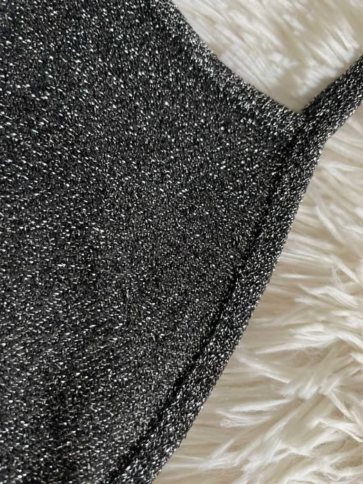 Sinsay crop top srebrny połyskujący halter y2k aesthetic vintage XS 34