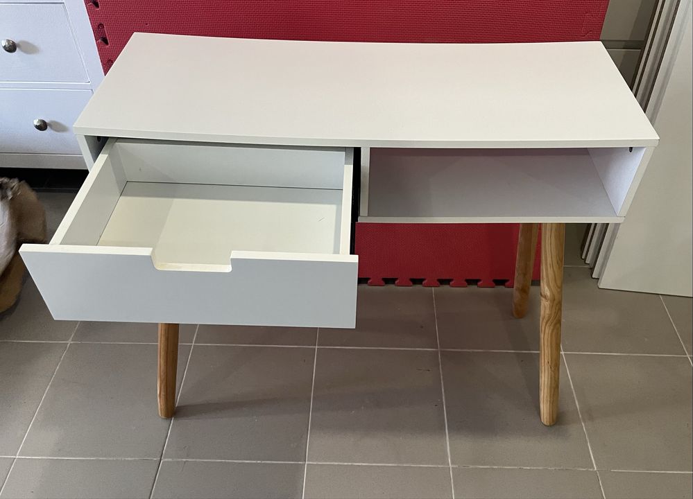 Mesa consola de pinho maciço - branco