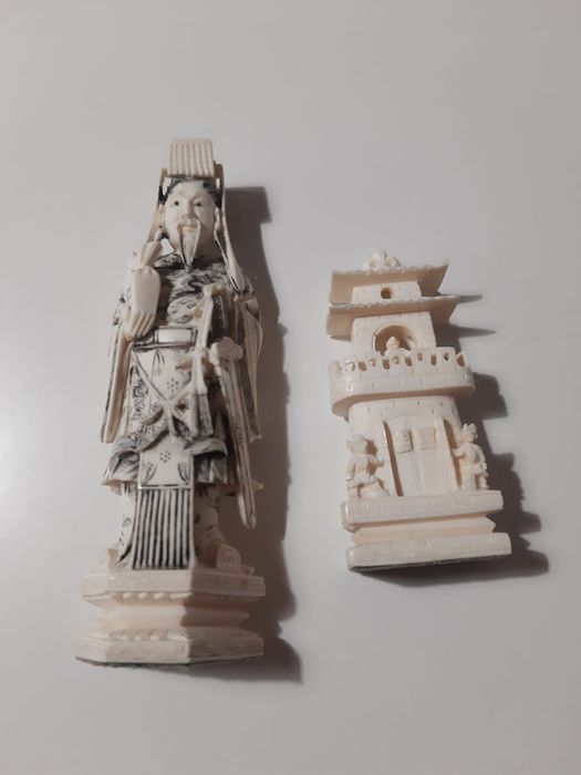 Raridade Xadrez  Autêntico: peças int. Caixa/madeira