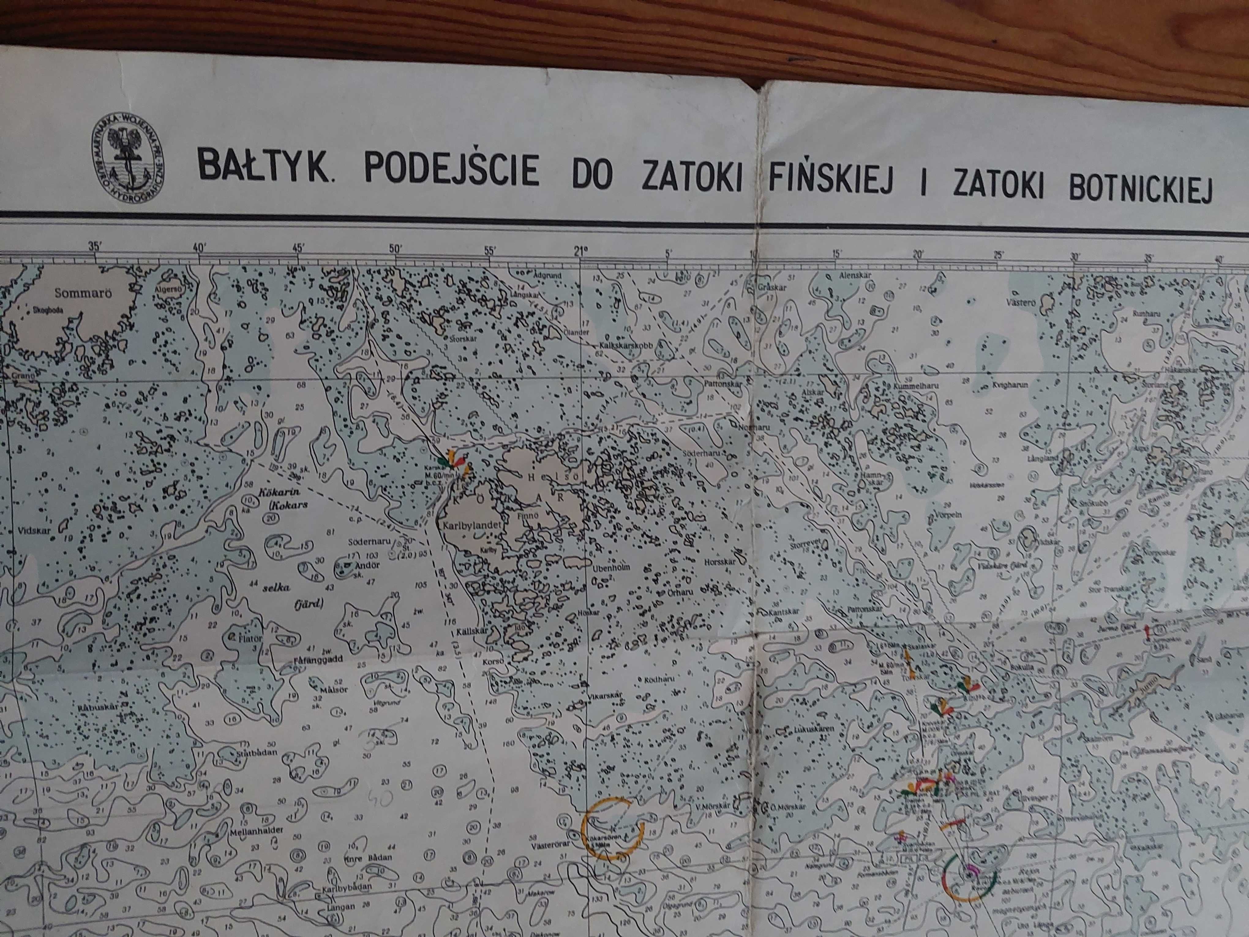 Mapa morska PRL:Bałtyk.Podejście do Zatoki Fińskiej i ZatokiBotnickiej