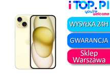 iPhone 15 128gb E-SIM Zółty BATERIA 100% Sklep Wawa Gwar 12 miesięcy