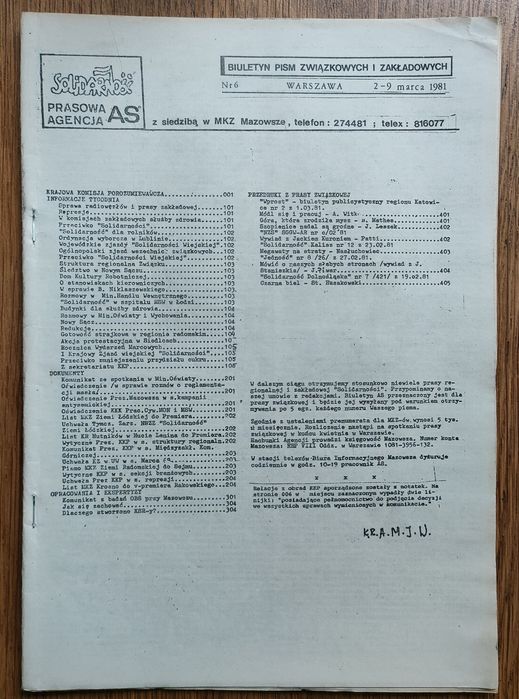 Solidarność Ziemi Łódzkiej 1981 Biuletyny Dodatki Stan Wojenny