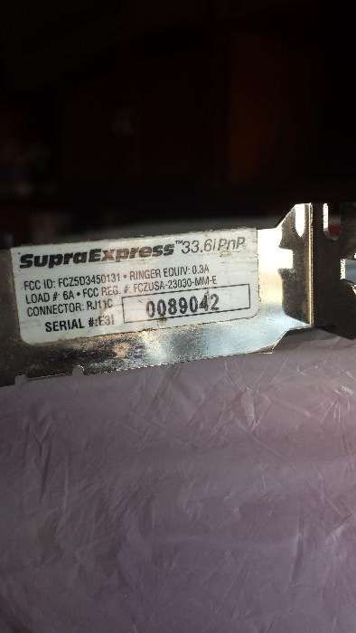 Modem interno 33.6 Supra Express Plug and Play placa ISA