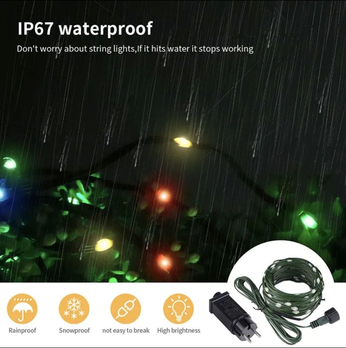 Не смарт гірлянда 50 м зелений дріт