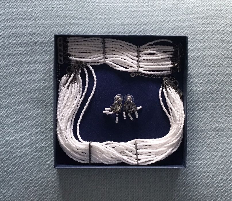 Conjunto colar, pulseira e brincos