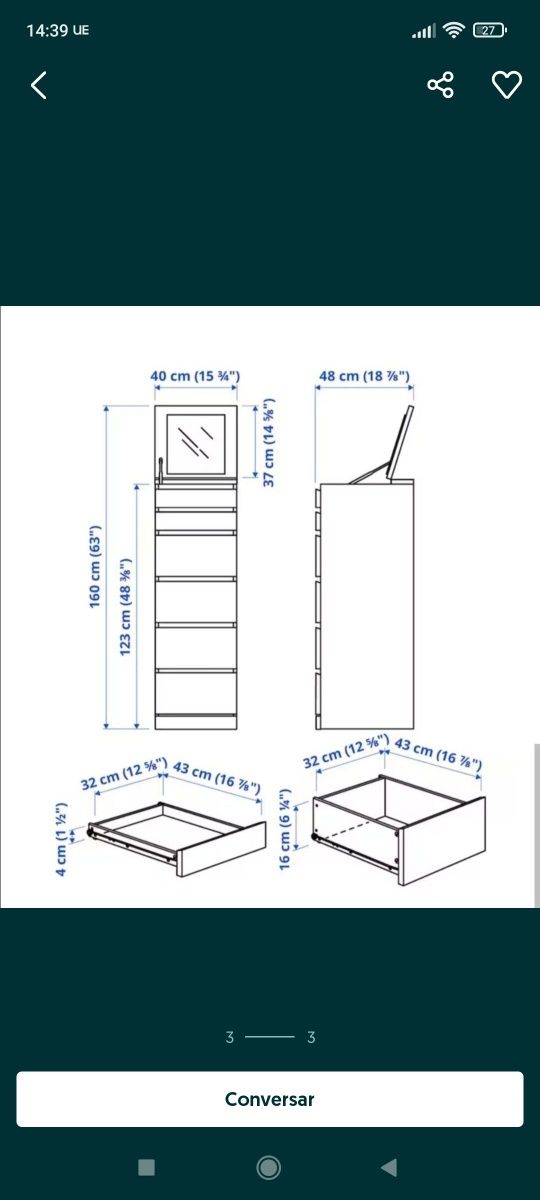 Cómoda / camiseiro ikea Malm