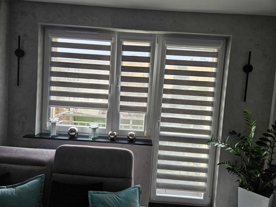 Żaluzje szare dzień noc