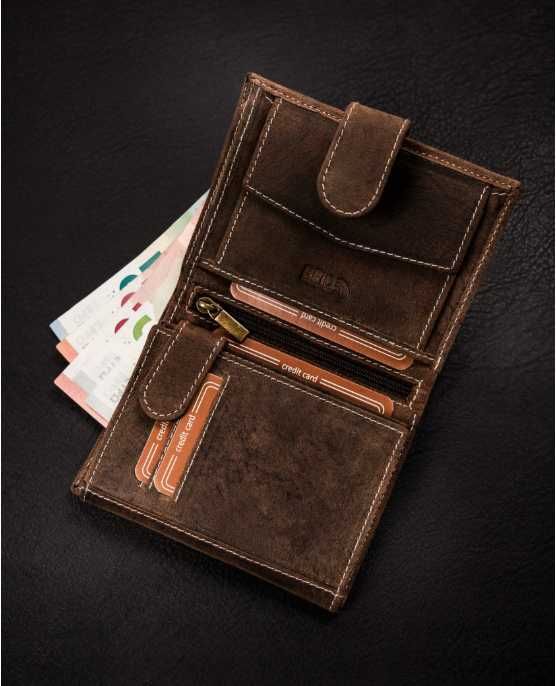 Buffalo Wild portfel skóra nubuk brązowy MR-04L-BAW-BL BROWN ttst790