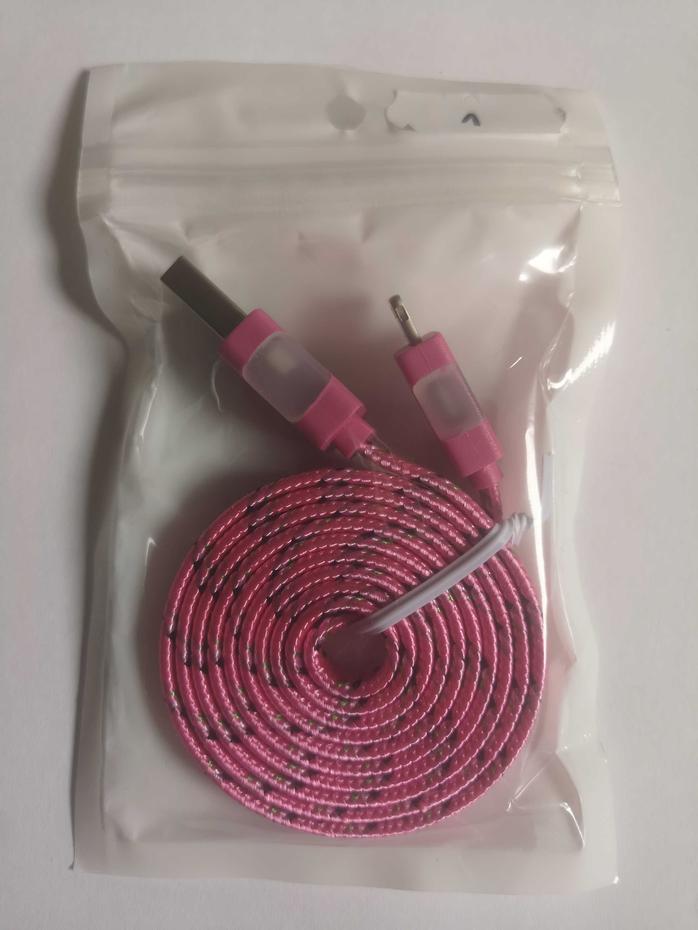 iPhone kabel / kabelek sznurówka świecący różowy. Zamiennik.