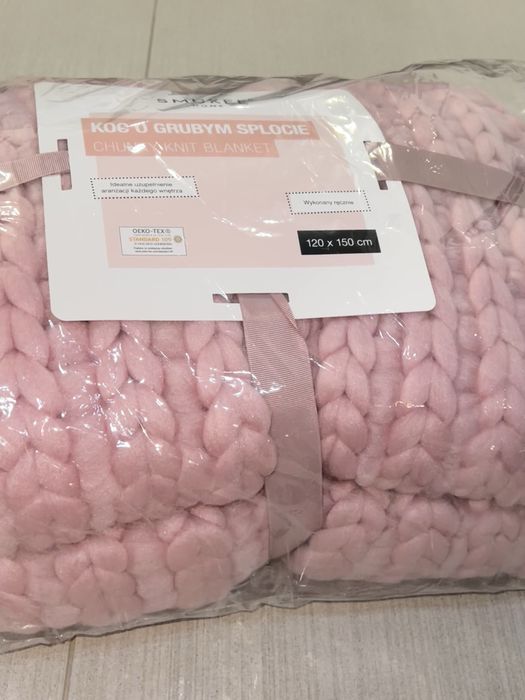 Viral Koc o grubym splocie 120x150 cm pudrowy róż
