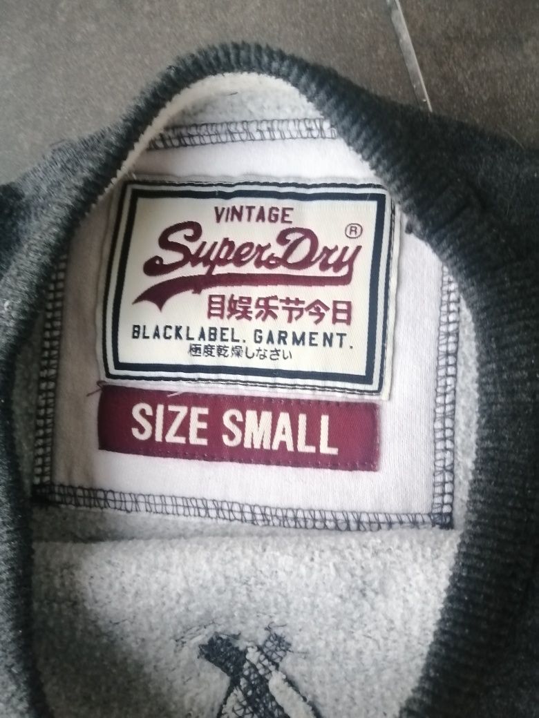 Superdry - ciepła męska szara bluza z długim rękawem, rozmiar S. TANIO