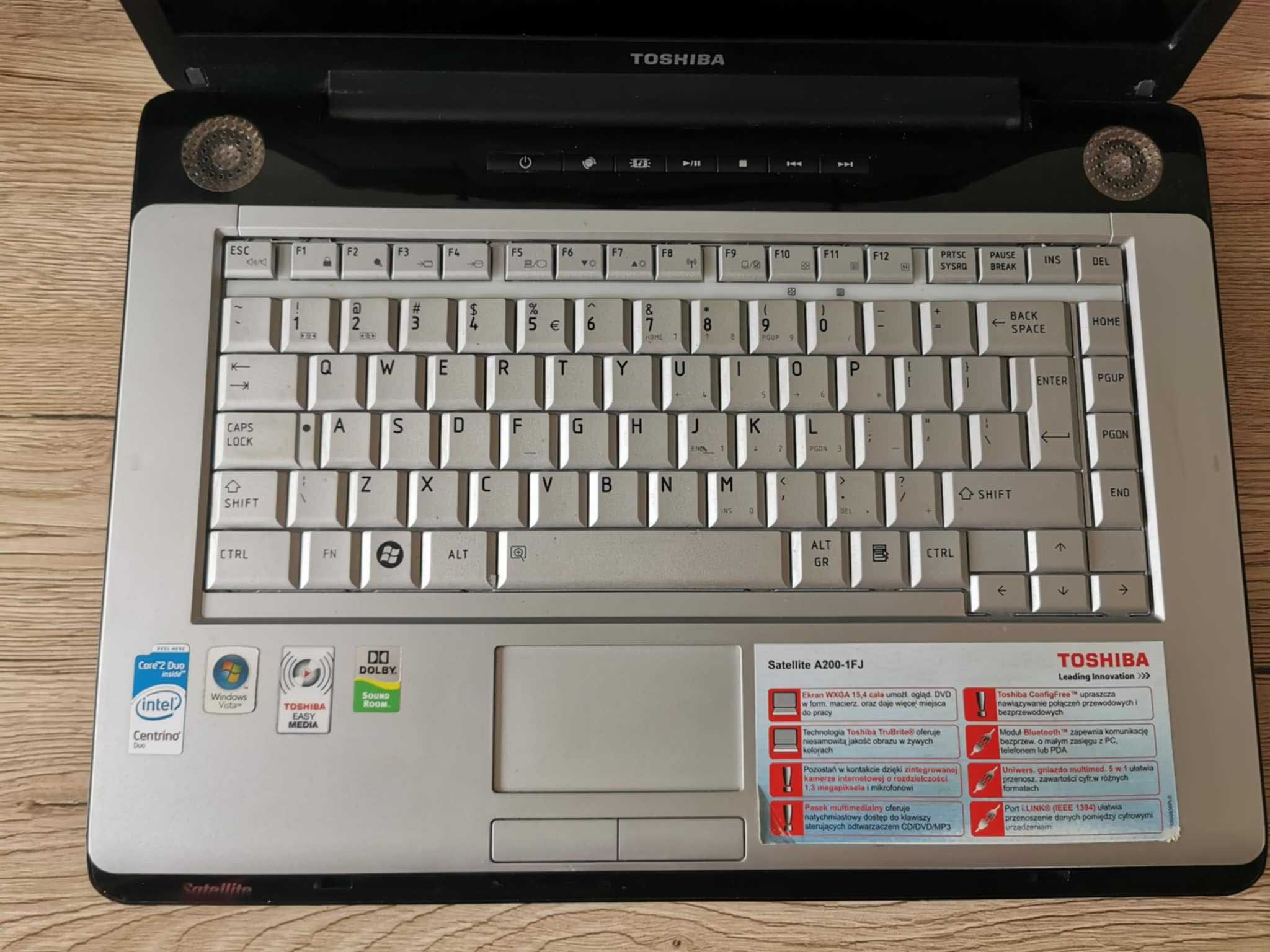 Komputer LAPTOP 15" TOSHIBA Satellite A200-1FJ HDD 200GB RAM 2GB Win7