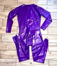 977/ Fioletowy klasyczny catsuit kombinezon CHLOROWANY latex lateks XL