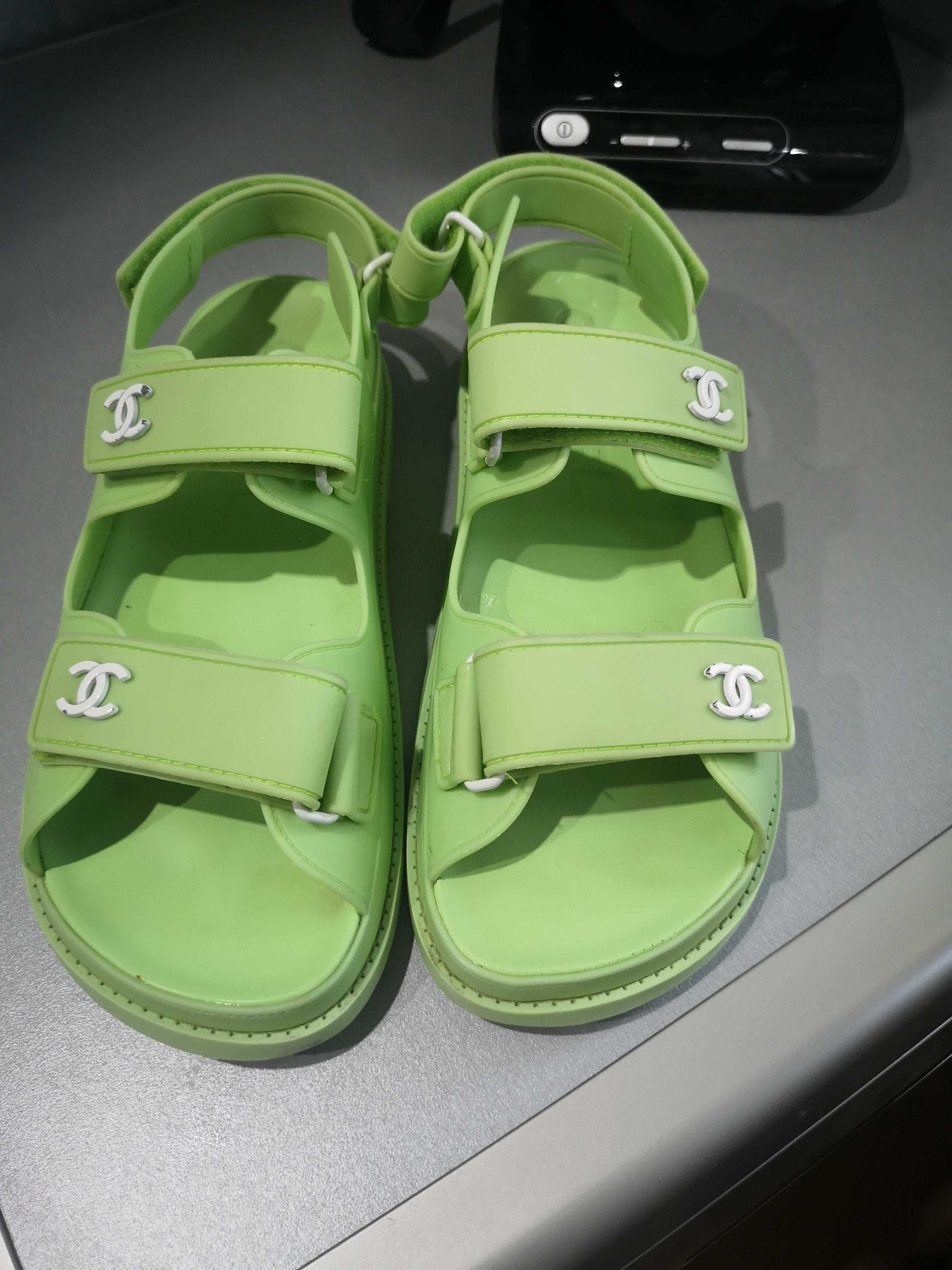 Chanel Dad Sandals Sportowe zielone sandaly , sandałki, zielone