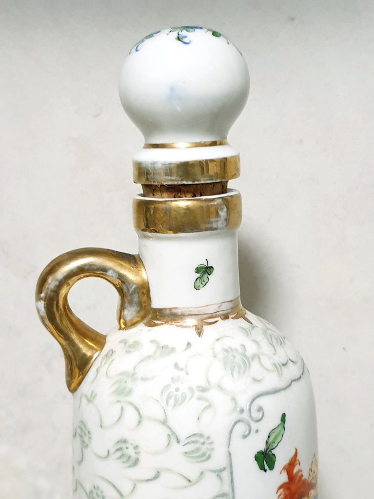 Linda antiga garrafa Anis de Chinon em porcelana policromada