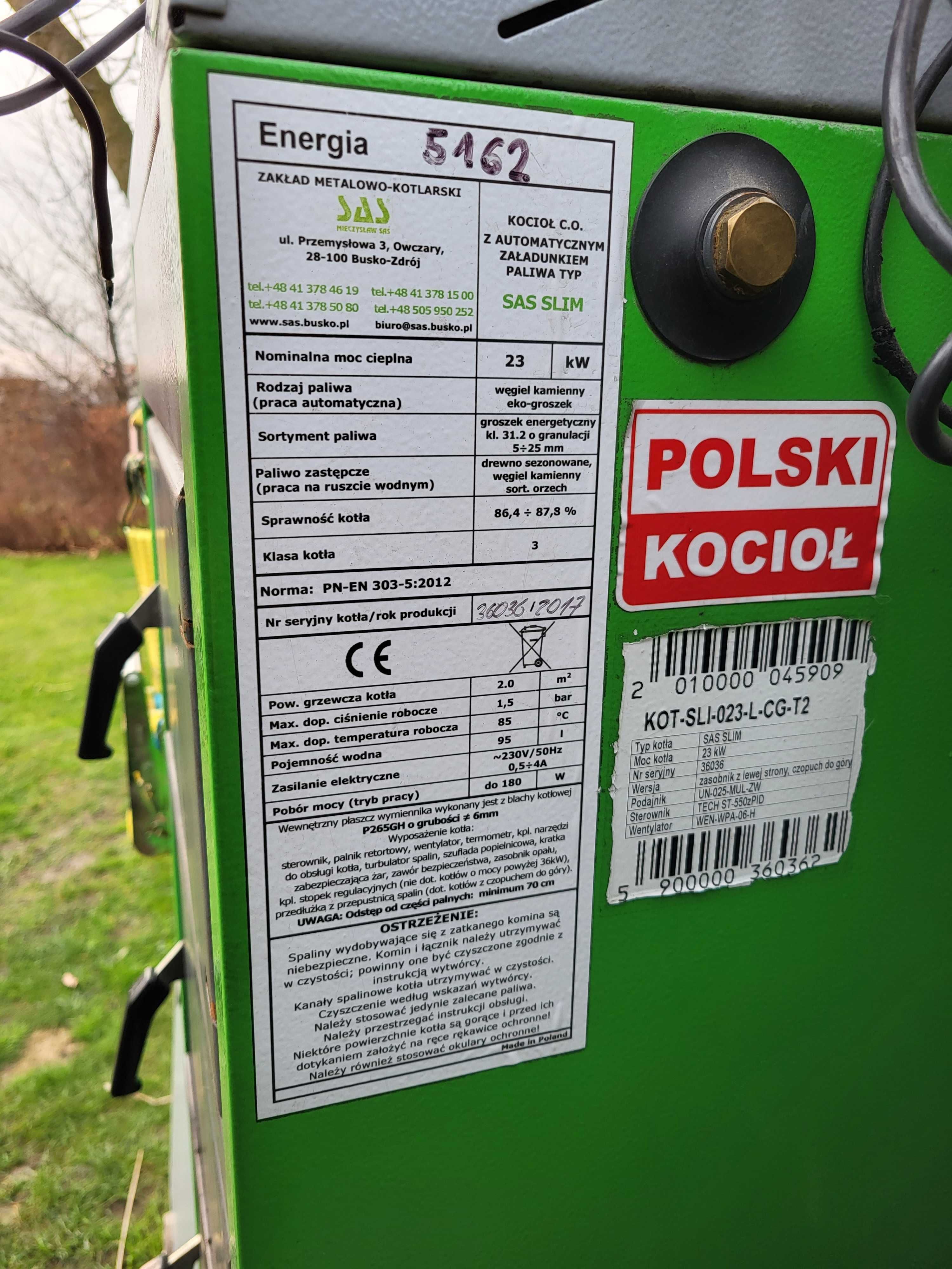 części do : piec SAS SLIM 23kW ekogroszek z dodatkowym rusztem