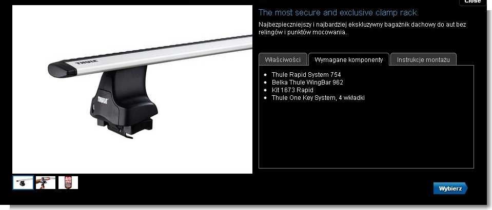 Bagażnik dachowy do Volvo V60 (10-18) Thule WingBar srebrny / używany