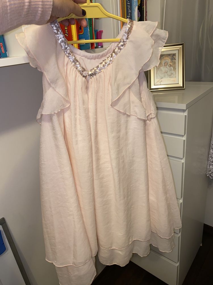 Przepiekna sukienka TAO pudrowy róż rozmiar 140