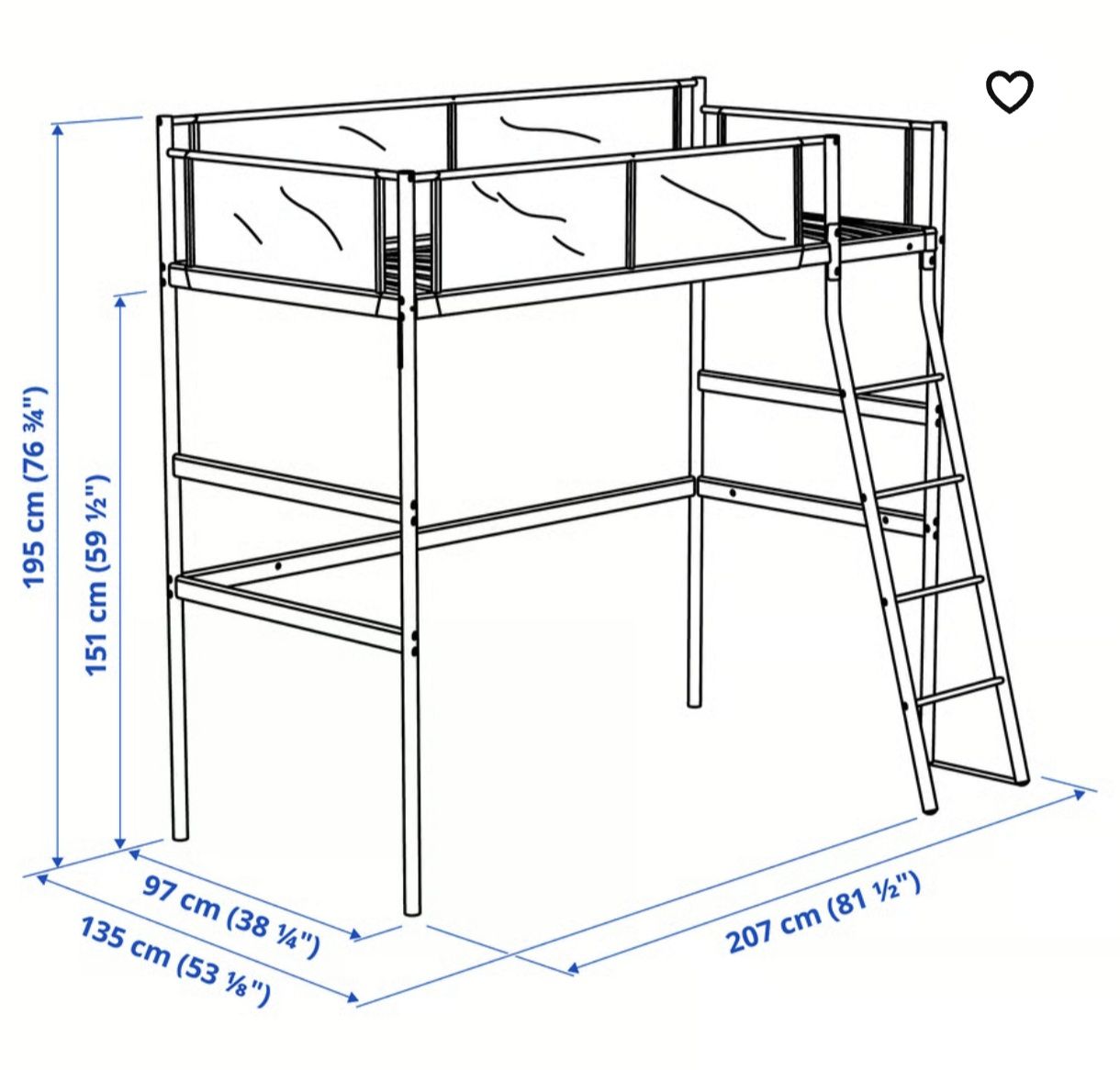 Cama alta Ikea (beliche)
Estrutura de cama alta, branco/cinz clr, 90x