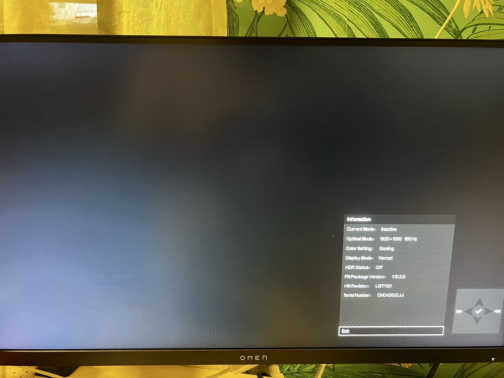 Monitor omen 27’ 165Hz