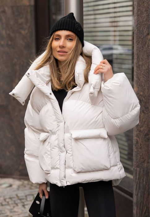 Пуфер зимовий білого кольору до -30 на біопуху