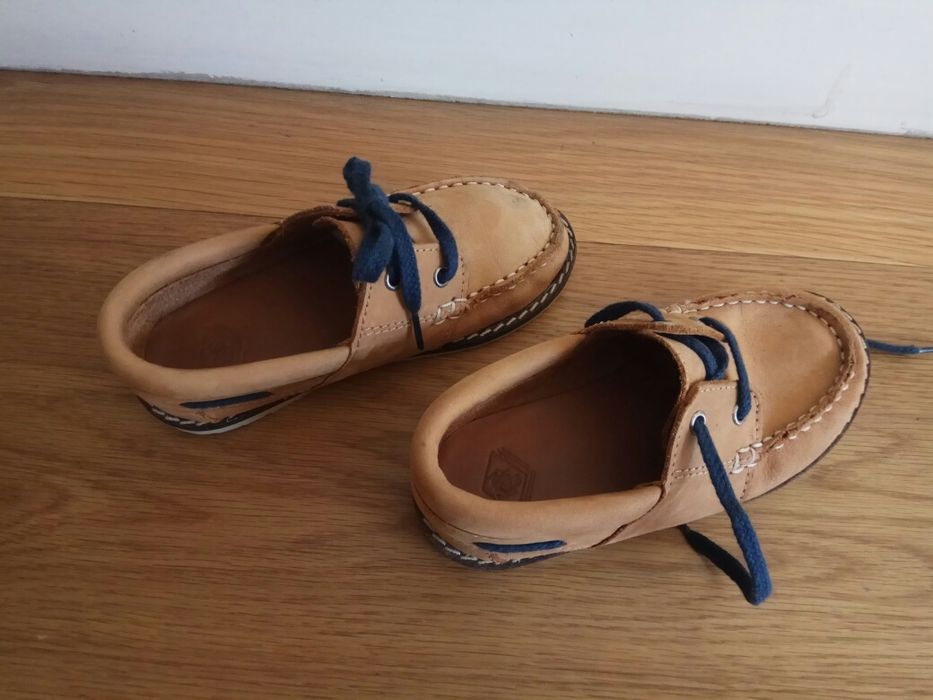 Sapatos camel, em pele, ZARA baby - T. 24