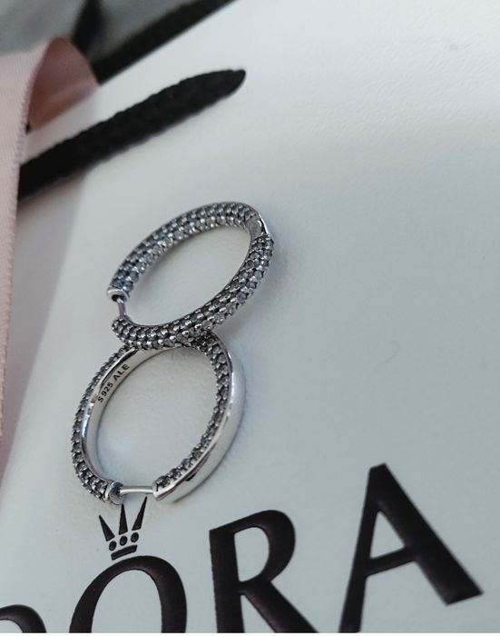 Пандора сережки  каблучка  паве кульчики Pandora