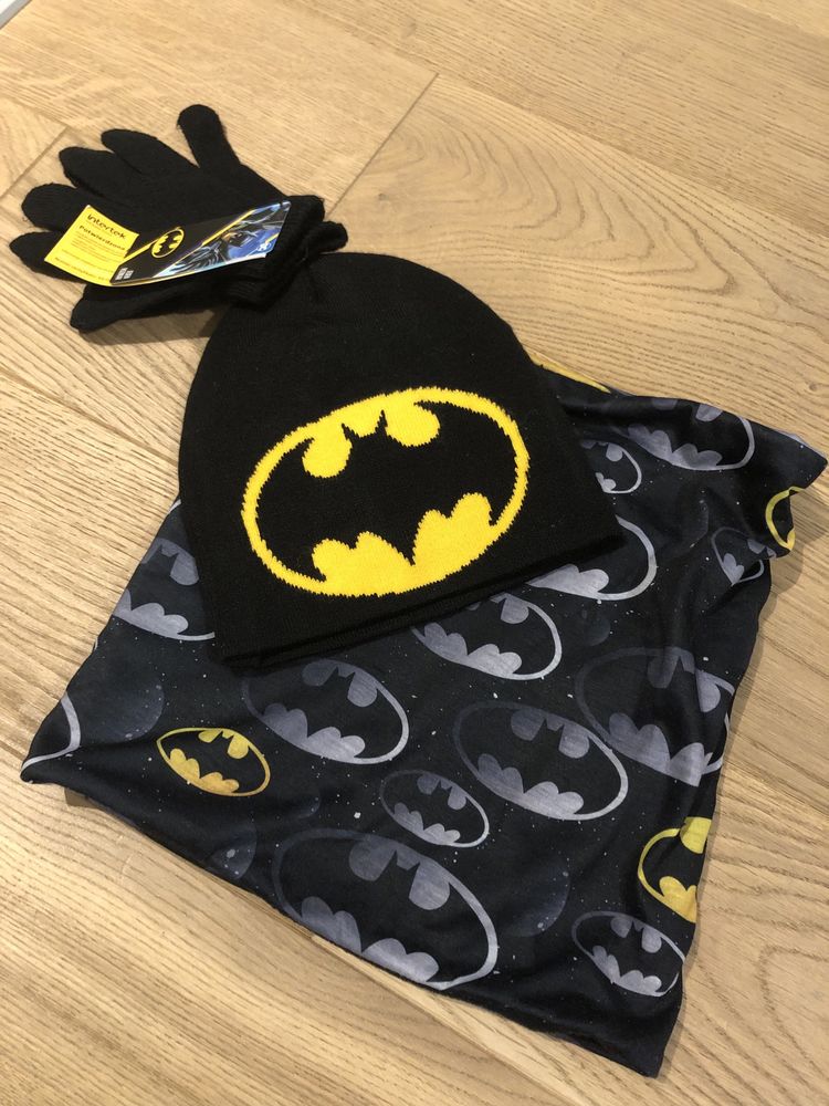 Zestaw czapka komin rękawiczki Batman