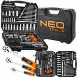 NEO ZESTAW KLUCZY NASADOWYCH 220 el 1/2&quot; 3/8&quot; 1/4&quot; PŁASKIE TORX BITY 10-220