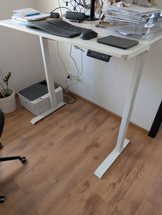Biurko regulowane elektrycznie białe 60x120 cm
