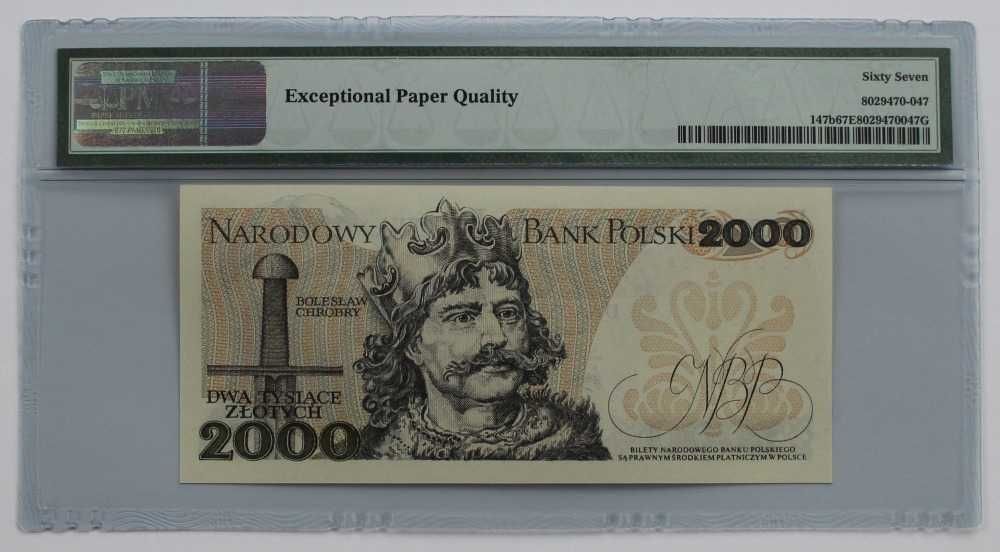 Mieszko I 2000 zł 1979 banknot grading PMG 67 seria AG