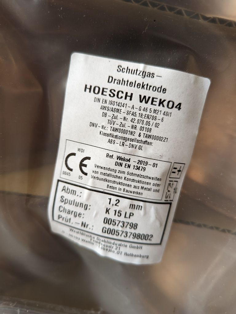 Drut spawalniczy 15kg Hoesch Weko 4 WDI 1.2 sg2 sg3