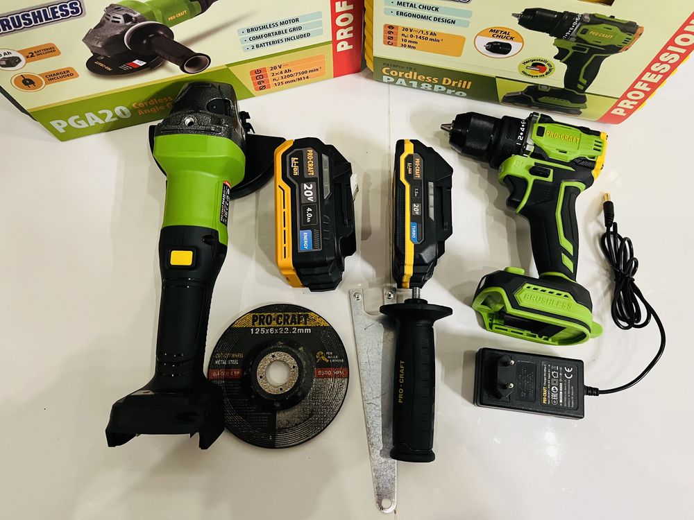 Акція! 2в1 болгарка Procraft PGA20 та шуруповерт Procraft PA18PRO