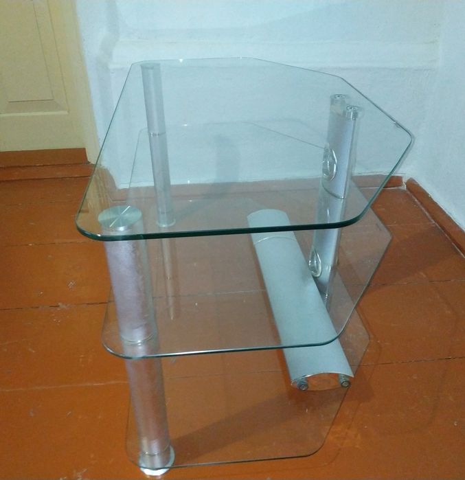 Тумба под телевизор Halber стекло Tempered. Столик  журнальний.