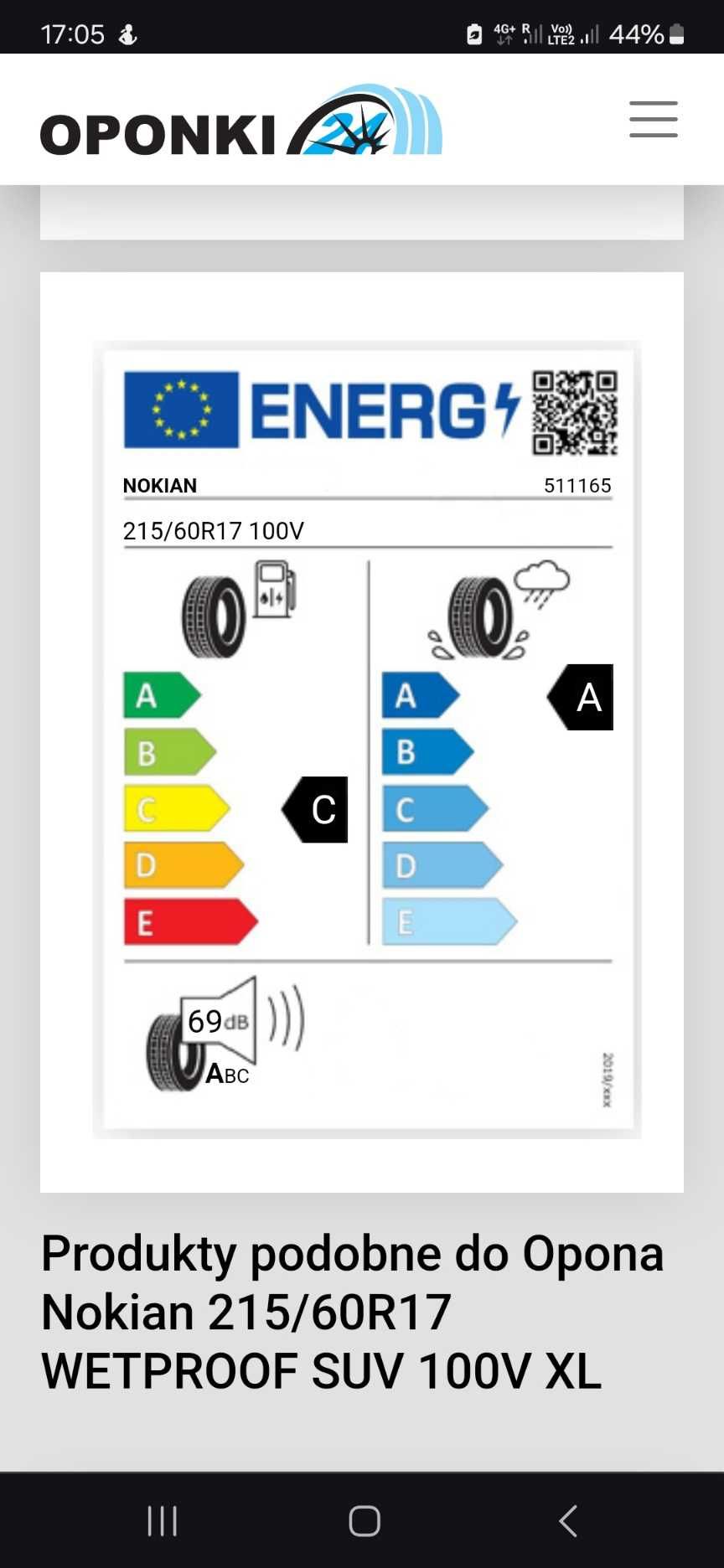 Opony Nokian 215/60 R17 WETPROOF SUV LETNIE