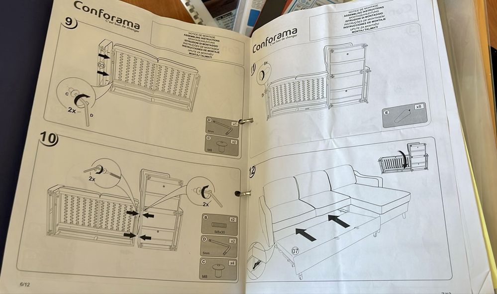 Sofá Conforama — dois lugares + chaise longue com arrumação