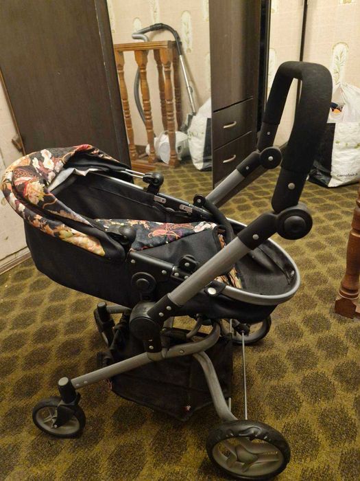 Візочок для ляльки трансформер розкладний (високий)